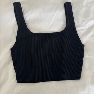 Babaton sculpt knit square neck tank in black, size s